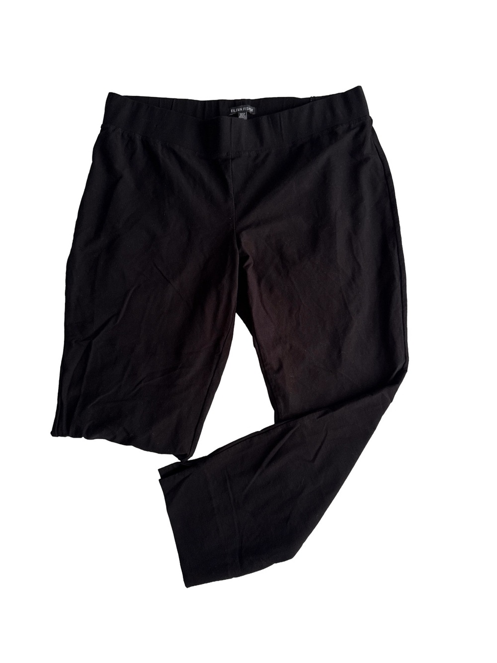 EILEEN FISHER Black Viscose Stretch Crepe Straight-Leg Cropped Pants Capris M
